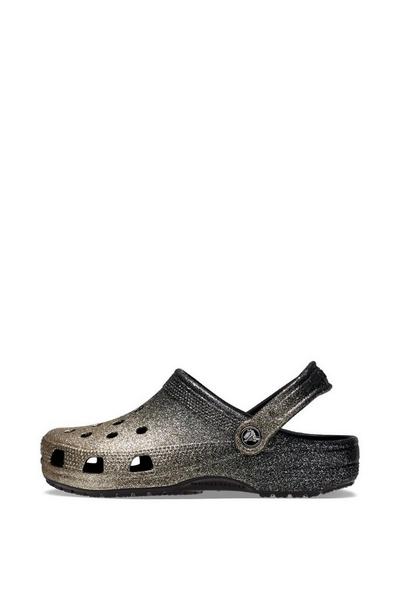 Crocs Black Classic Glitter Clog | Debenhams